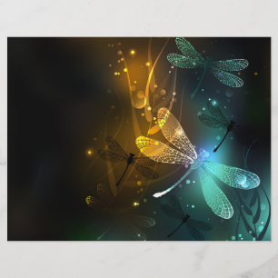 Green luminous dragonfly flight custom letterhead