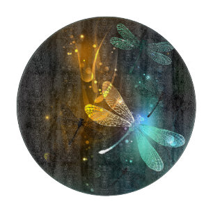 Green luminous dragonfly flight cutting board