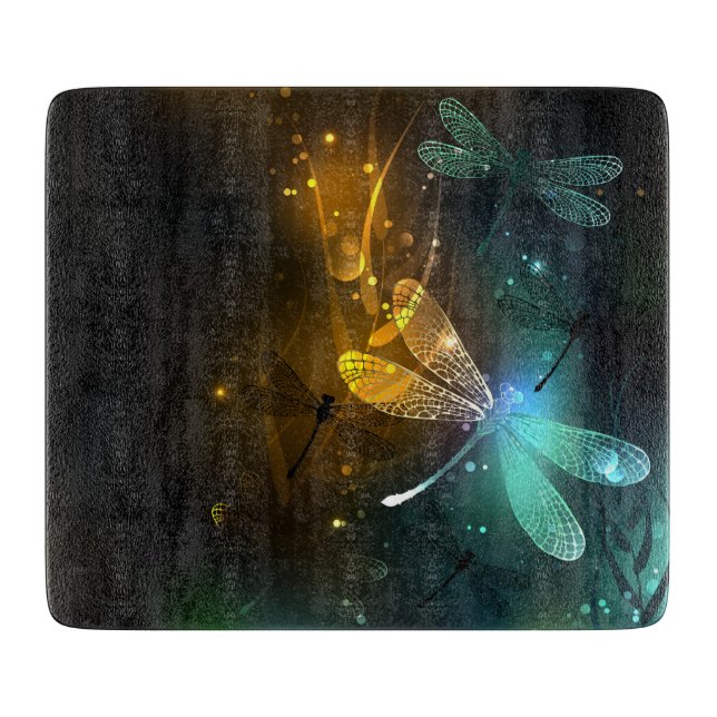 Green luminous dragonfly flight cutting board (Front)