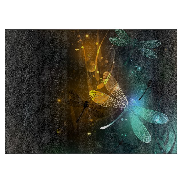 Green luminous dragonfly flight cutting board (Front)