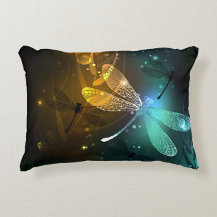 Green luminous dragonfly flight decorative cushion