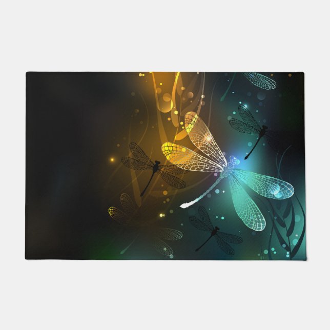 Green luminous dragonfly flight doormat (Front)