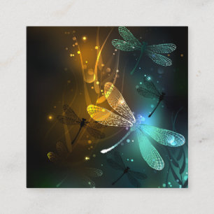 Green luminous dragonfly flight enclosure card