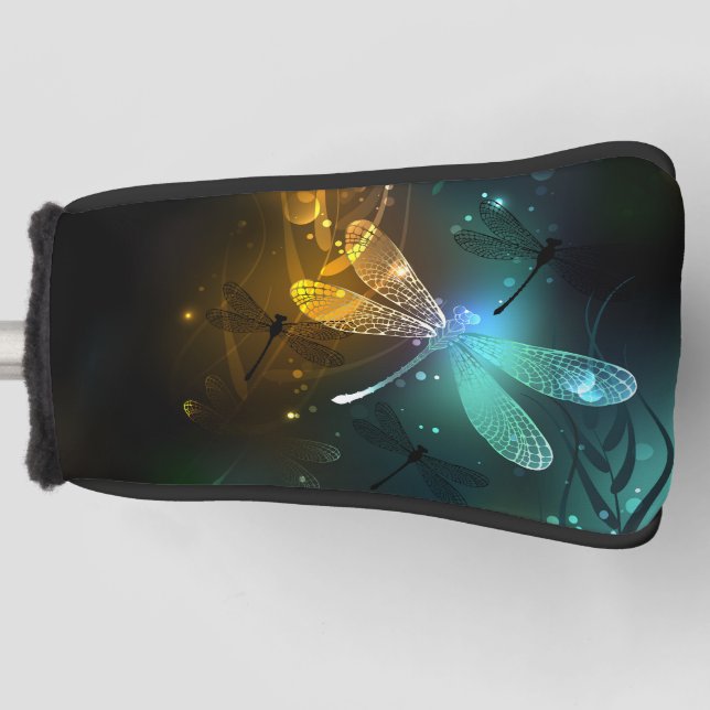 Green luminous dragonfly flight golf head cover (Front)