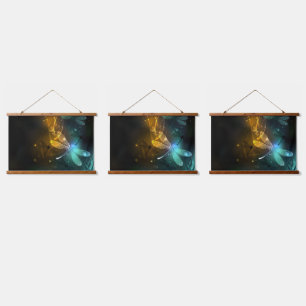 Green luminous dragonfly flight hanging tapestry
