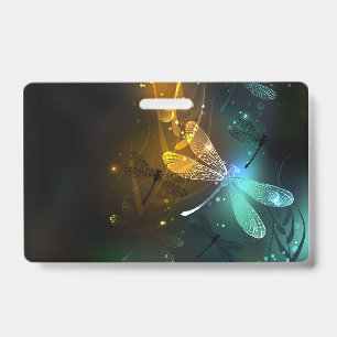 Green luminous dragonfly flight ID badge
