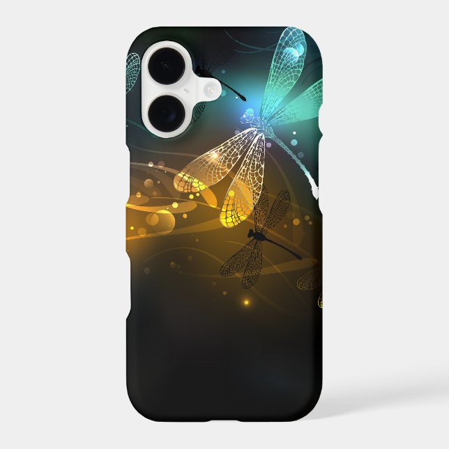 Green luminous dragonfly flight iPhone case (Back)
