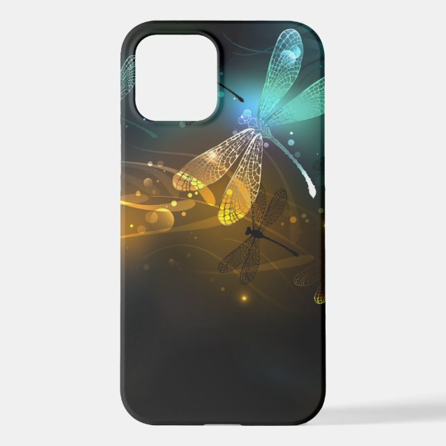 Green luminous dragonfly flight iPhone case (Back)