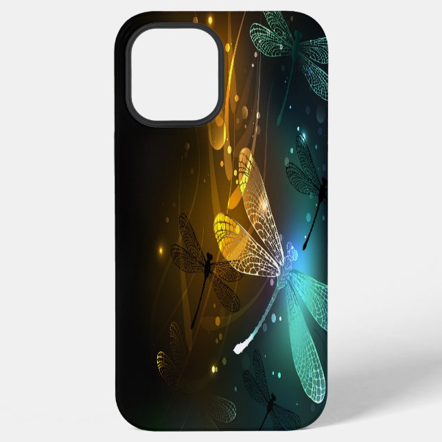 Green luminous dragonfly flight iPhone case (Back)