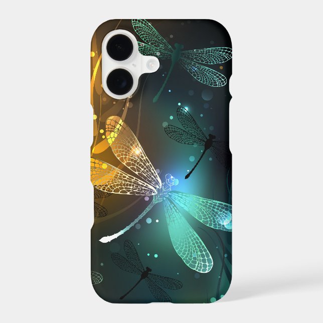 Green luminous dragonfly flight iPhone case (Back)