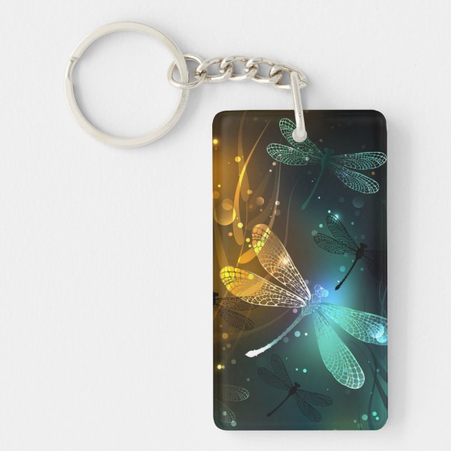 Green luminous dragonfly flight key ring (Front)