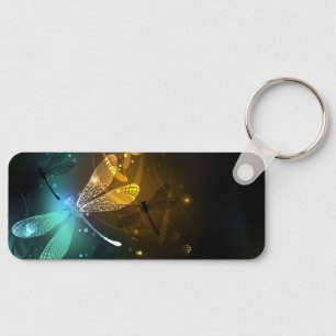 Green luminous dragonfly flight key ring