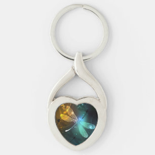 Green luminous dragonfly flight key ring