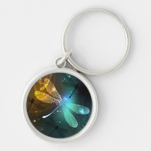 Green luminous dragonfly flight key ring