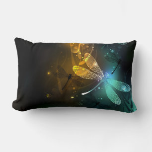 Green luminous dragonfly flight lumbar cushion