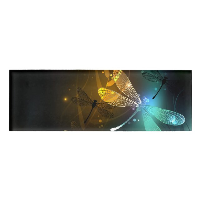 Green luminous dragonfly flight name tag (Front)