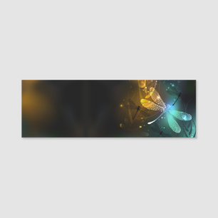Green luminous dragonfly flight name tag