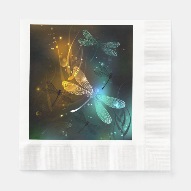 Green luminous dragonfly flight napkin (Front)