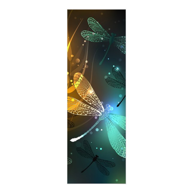 Green luminous dragonfly flight photo print (Front)