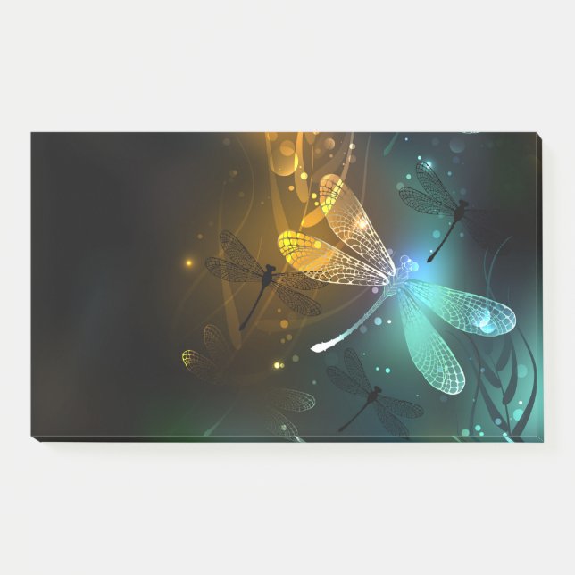 Green luminous dragonfly flight post-it notes (Front)