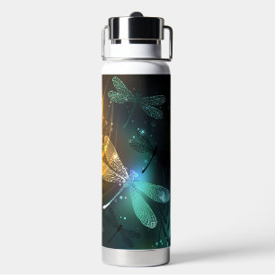 Green luminous dragonfly flight water bottle