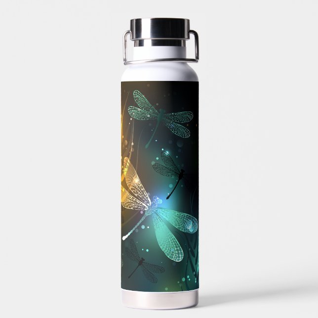 Green luminous dragonfly flight water bottle (Back)