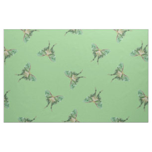 Green Luna Moth Pattern Fabric