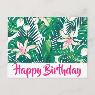 Green lush plants postcard