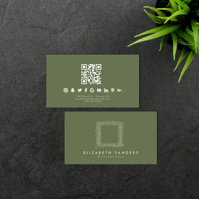 Green Luxury Minimalist Boutique Social Media Business Card (Creator Uploaded)