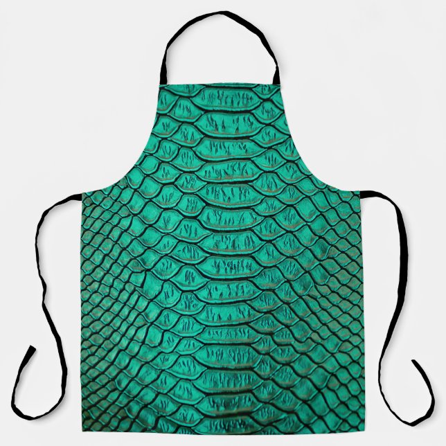 Green Luxury Snake Skin Closeup Apron (Front)