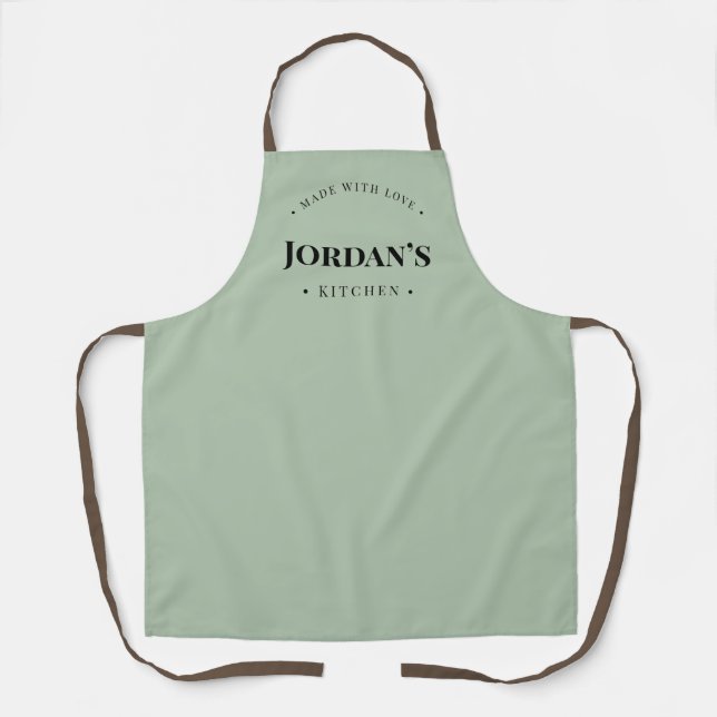 Green made with Love Custom Your Kitchen  Apron (Front)