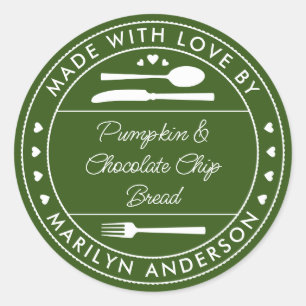 Green Made With Love Food Gift Classic Round Sticker