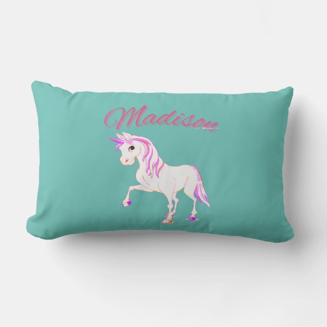 Green "Madison Personalised Name Lumbar Pillow (Front)
