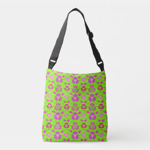 Green & Magenta Ogee Pattern Crossbody Bag