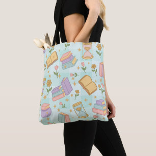 Green Magic Books Girly Cute Wizard Witch Tote Bag