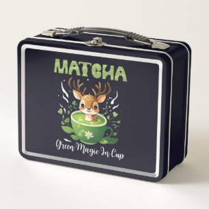 Green Magic In Cup Matcha Metal Lunch Box