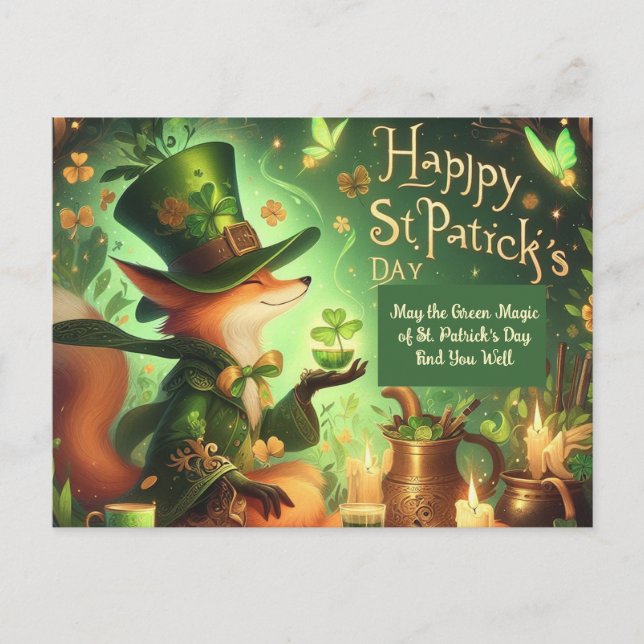 Green Magic of St. Patrick's Day Find You Well Postcard (Front)