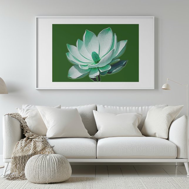 Green Magnolia Flower Watercolor Wall Art Print (Green Magnolia Flower Watercolor Wall Art Print Mockup 1)