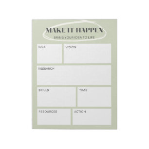Green Make it Happen Idea Map Project Planner Notepad