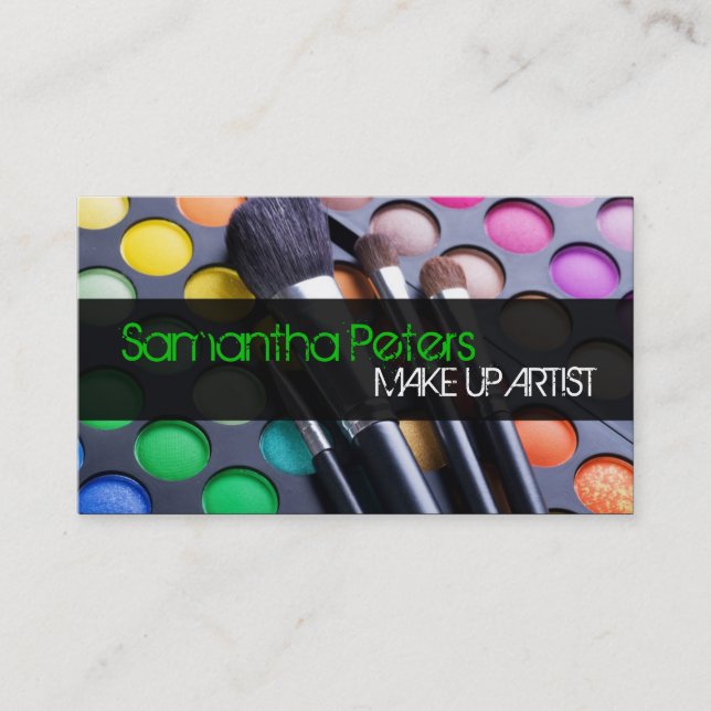 Green Make Up Artist Palette Brush Business Card (Front)