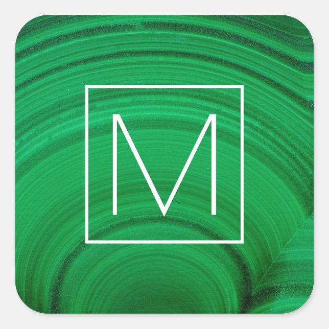 Green Malachite Close-Up Square Sticker (Front)