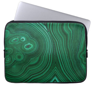 Green malachite gemstone texture laptop sleeve