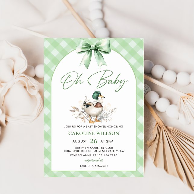 Green Mallard Duck Baby Shower Invitation (Creator Uploaded)