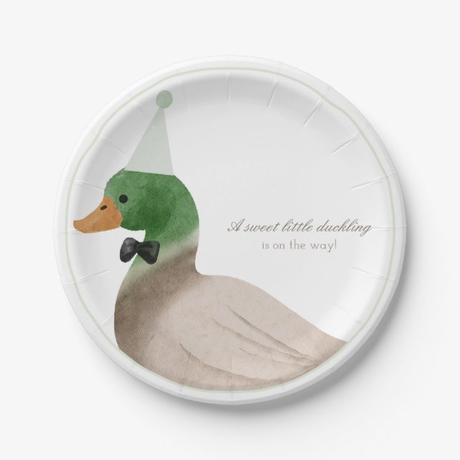 Green Mallard Duck Paper Plates (Front)