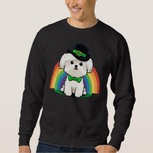 Green Maltese dog shamrock on St Patricks Day Malt Sweatshirt