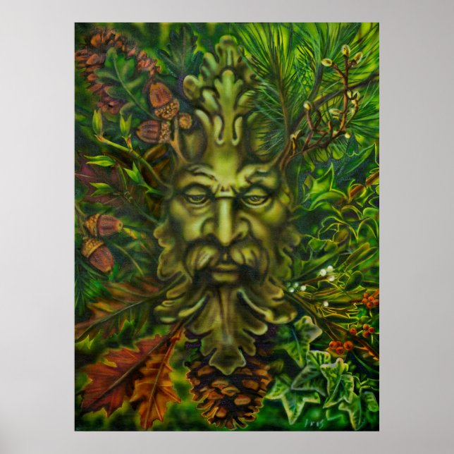 'Green Man' by Artist Lisa Iris Poster (Front)