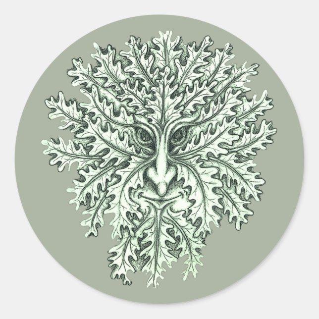 Green Man Classic Round Sticker (Front)