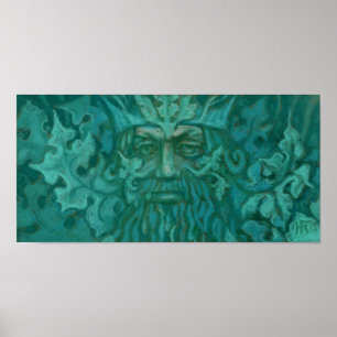 Green Man, Forest King Fantasy Art Pastel Painting Poster