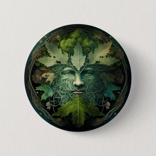 Green Man Mandala Fantasy Art 6 Cm Round Badge (Front)