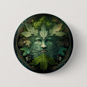Green Man Mandala Fantasy Art 6 Cm Round Badge
